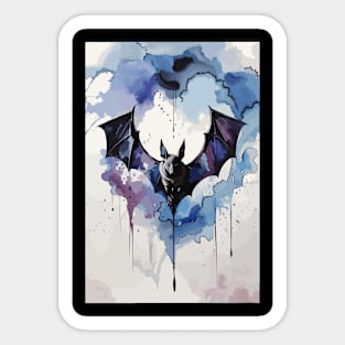 Blue Black Bat In Flight Mode Sticker